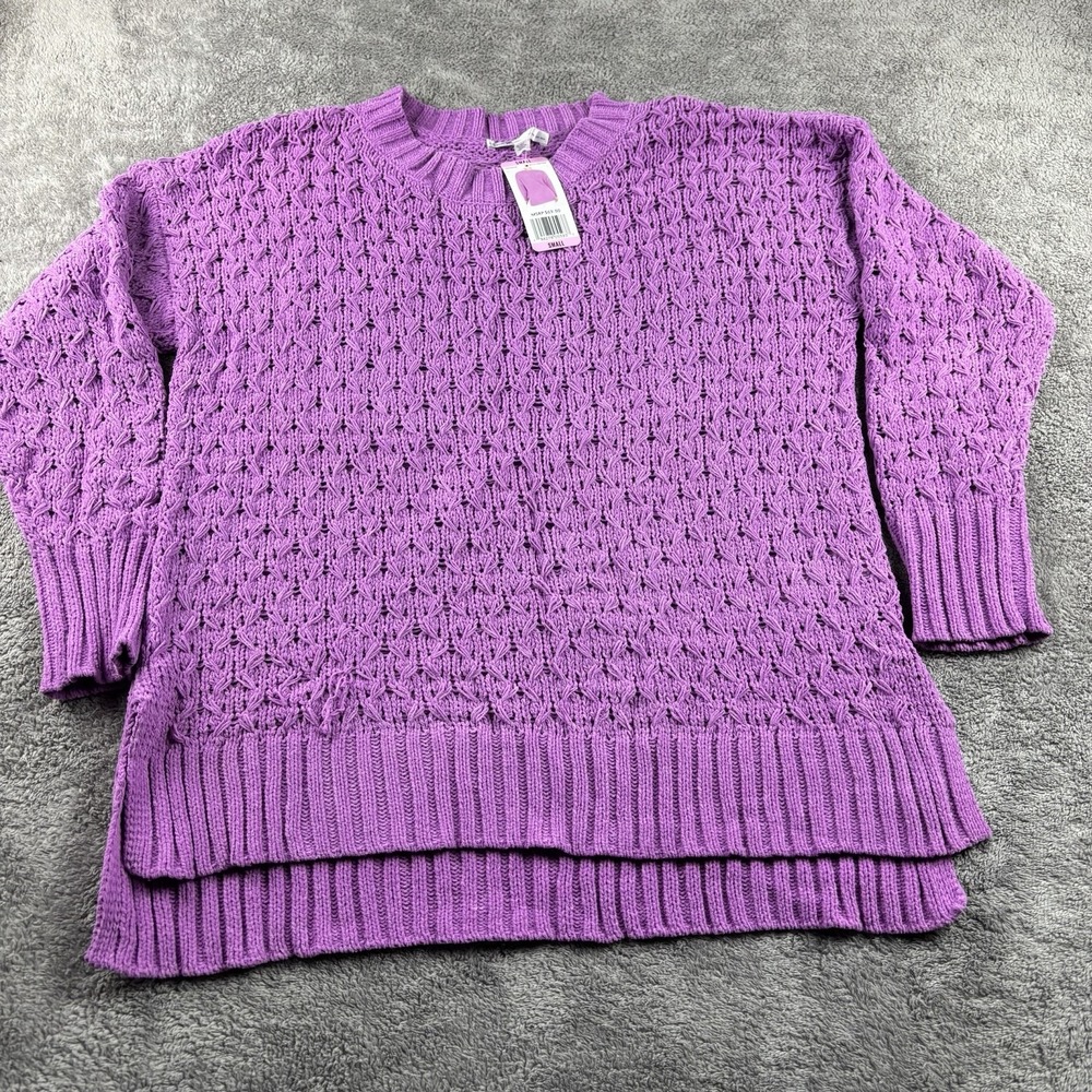 Seven7 Chenille Sweater Women's Small Purple Plush Soft Knit Pullover Casual NWT